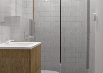 Baño reformado mampara de ducha mueble de baño y lavabo