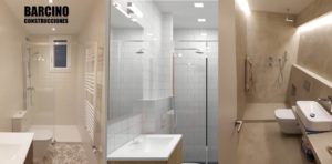 Tres fotos de baños reformados por Barcino Construcciones